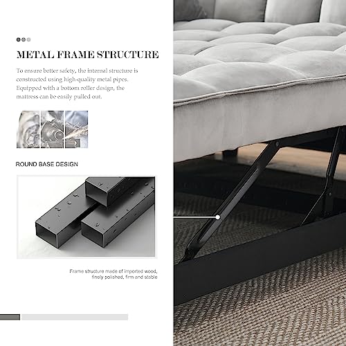 Light Grey 3-in-1 Convertible Sleeper Sofa Bed