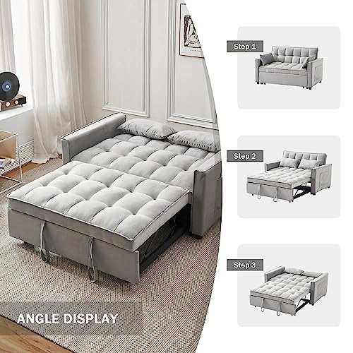 Light Grey 3-in-1 Convertible Sleeper Sofa Bed