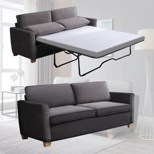 Full Size Velvet Pull Out Sofa Bed - Dark Grey