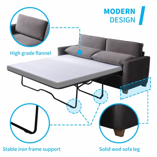 Full Size Velvet Pull Out Sofa Bed - Dark Grey