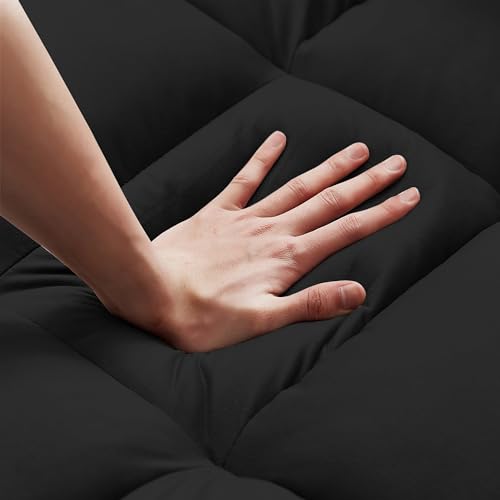 Black Convertible Sofa Bed with Pillows & Adjustable Backrest