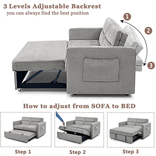Antetek 3-in-1 Convertible Love Seat Sofa Bed