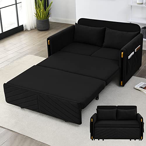 Modern Convertible Velvet Sofa Bed with Pillows