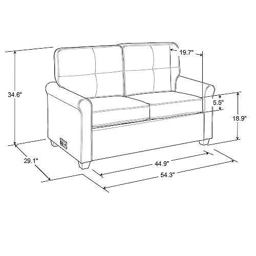 Light Grey Pull-Out Sofa Bed with USB Charger
