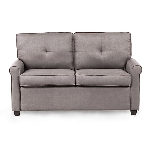 Light Grey Pull-Out Sofa Bed with USB Charger