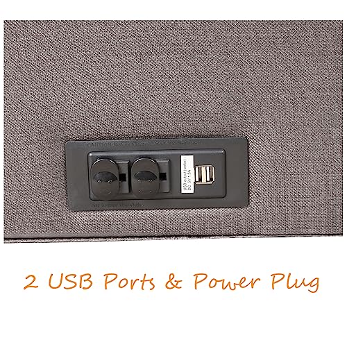 Light Grey Pull-Out Sofa Bed with USB Charger