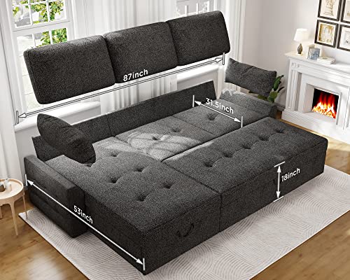 Papababe Modern Sleeper Sofa Bed with Storage