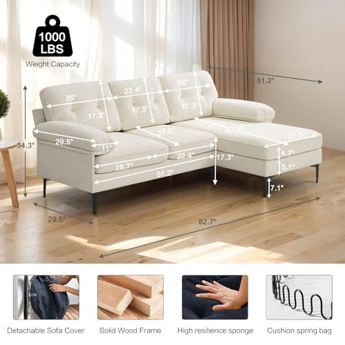 EASELAND 82" L-Shaped Reversible Sectional Sofa