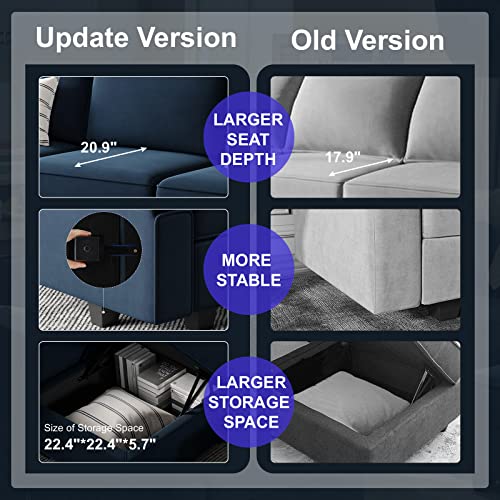 Blue Modular Velvet Sectional Sofa with Chaise