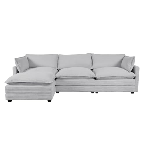 Oversized Gray Modular Sectional Sofa with Ottoman