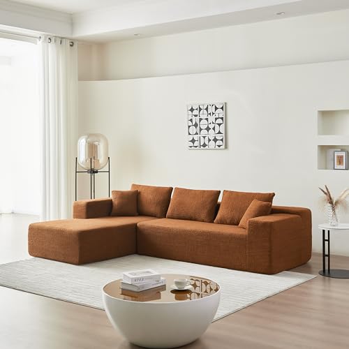 Modular L-Shape Orange Sectional Sofa with Chaise