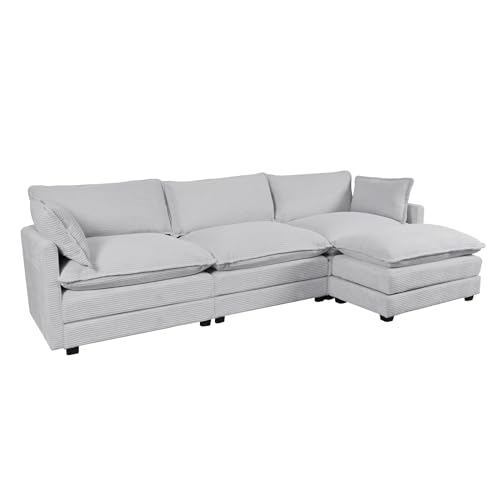 Oversized Gray Modular Sectional Sofa with Ottoman