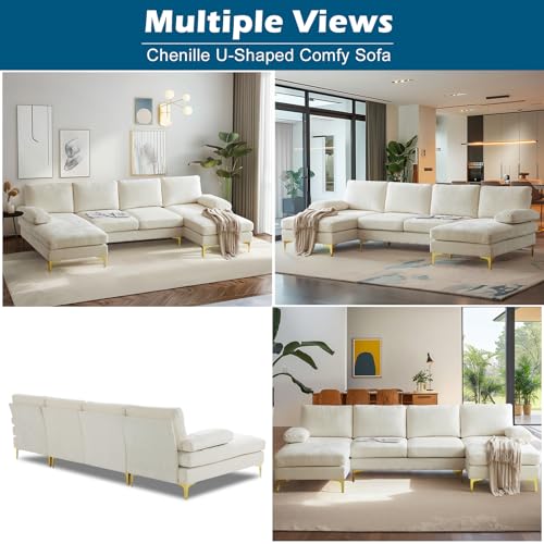 Stylish U-Shape Sectional Sofa with Chaise