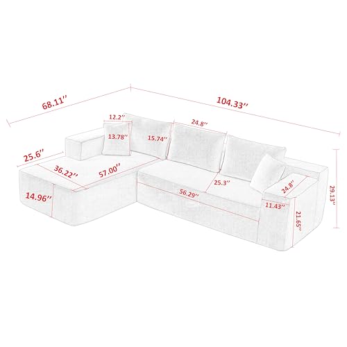 Modular L-Shape Orange Sectional Sofa with Chaise
