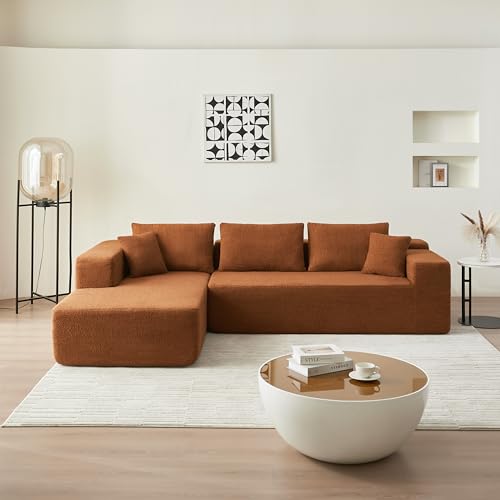 Modular L-Shape Orange Sectional Sofa with Chaise