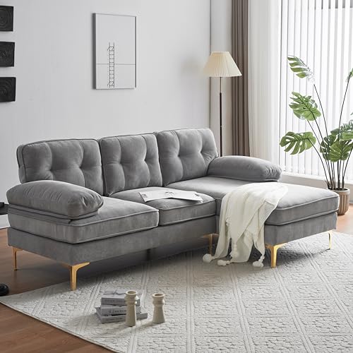 Light Grey L-Shaped Sectional Sofa with Chaise