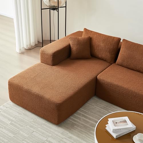 Modular L-Shape Orange Sectional Sofa with Chaise