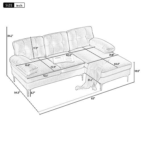 Light Grey L-Shaped Sectional Sofa with Chaise