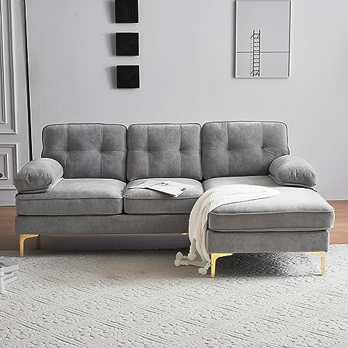 Light Grey L-Shaped Sectional Sofa with Chaise