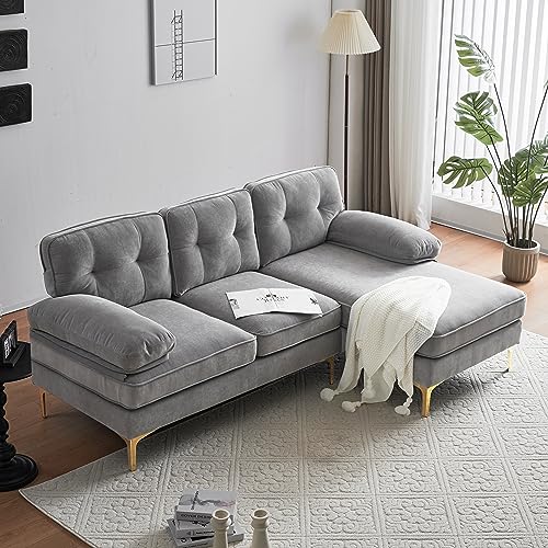 Light Grey L-Shaped Sectional Sofa with Chaise