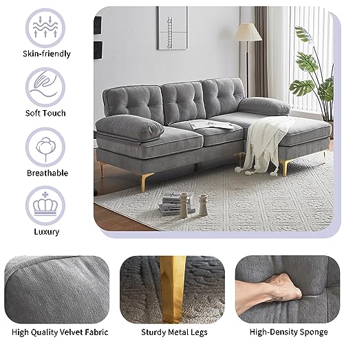 Light Grey L-Shaped Sectional Sofa with Chaise