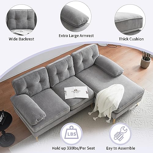 Light Grey L-Shaped Sectional Sofa with Chaise