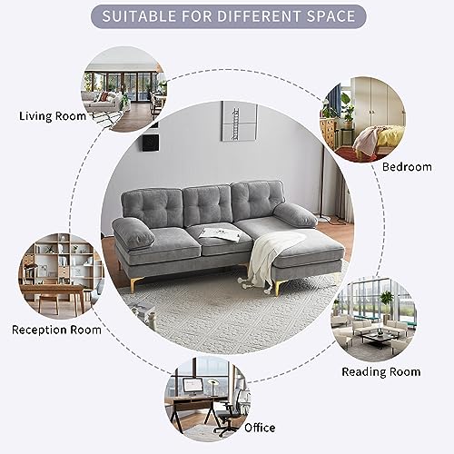 Light Grey L-Shaped Sectional Sofa with Chaise