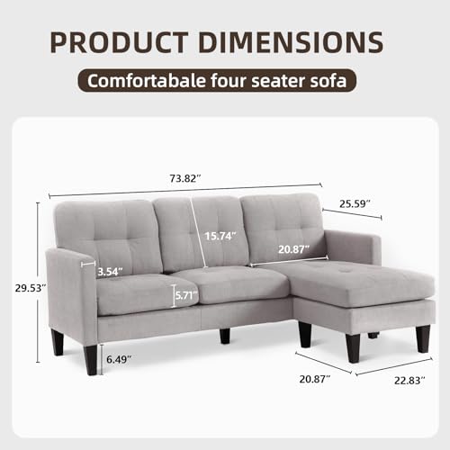Modern L-Shaped Convertible Sofa with Reversible Chaise