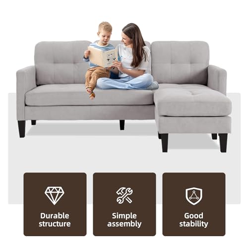 Modern L-Shaped Convertible Sofa with Reversible Chaise