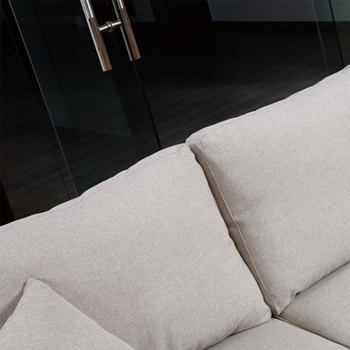 Beige Reversible U-Shape Sleeper Sectional Sofa