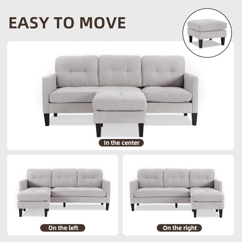 Modern L-Shaped Convertible Sofa with Reversible Chaise