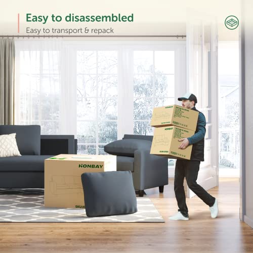 Reversible L-Shaped Sofa with Ottoman in Bluish Grey
