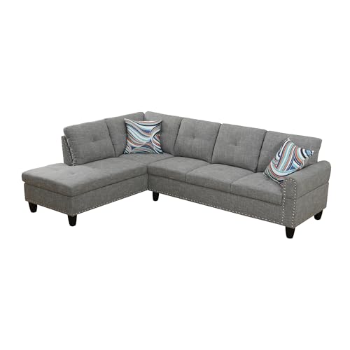 LOPOO 97" Grey L-Shaped Modular Sofa Set