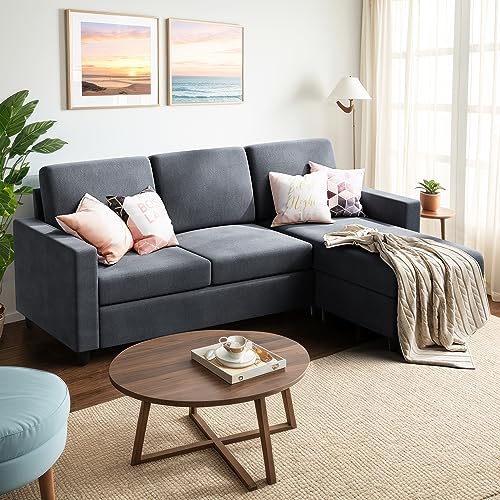 79" Modern Convertible Sectional Sofa - Dark Grey