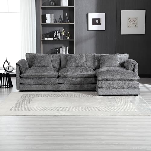 L-Shaped Convertible Modular Sofa with Chaise Lounge