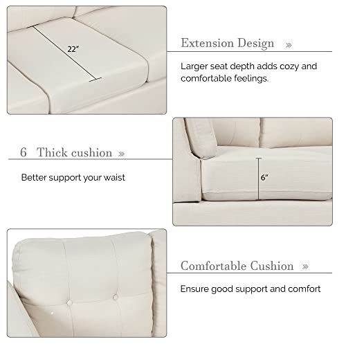 Beige Modern L-Shape Sofa with Chaise Lounge