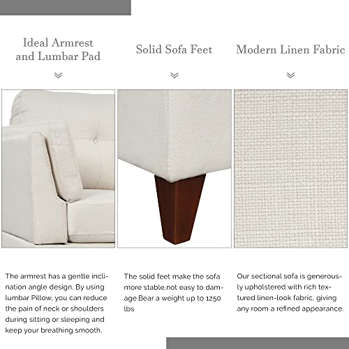 Beige Modern L-Shape Sofa with Chaise Lounge