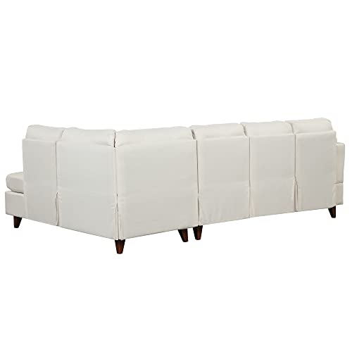 Beige Modern L-Shape Sofa with Chaise Lounge