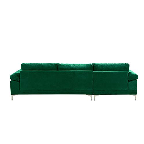 Emerald Large Velvet L-Shaped Sectional Sofa
