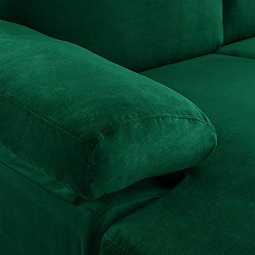 Emerald Large Velvet L-Shaped Sectional Sofa