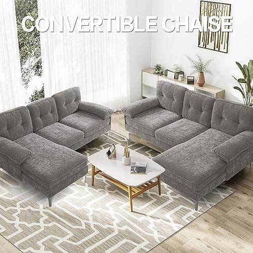 Modern L Shaped Sectional Sofa with Chaise, Removable Cushions