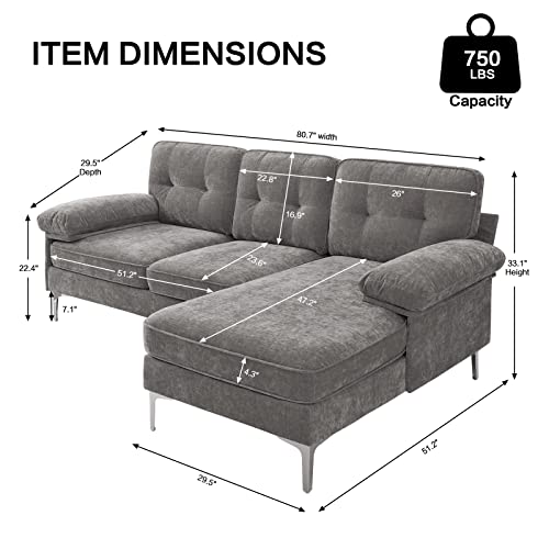 Modern L-Shaped Sectional Sofa with Chaise