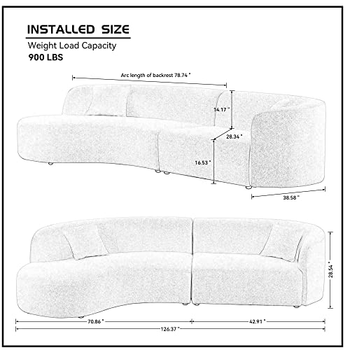 Curved Modular Cloud Couch with Chaise Lounge Set