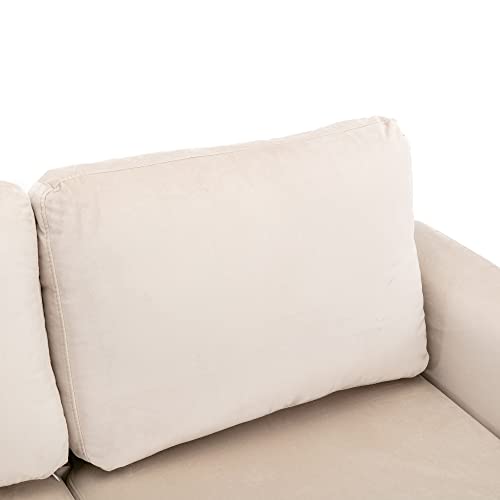 Beige L-Shaped Sleeper Sectional Sofa with Storage