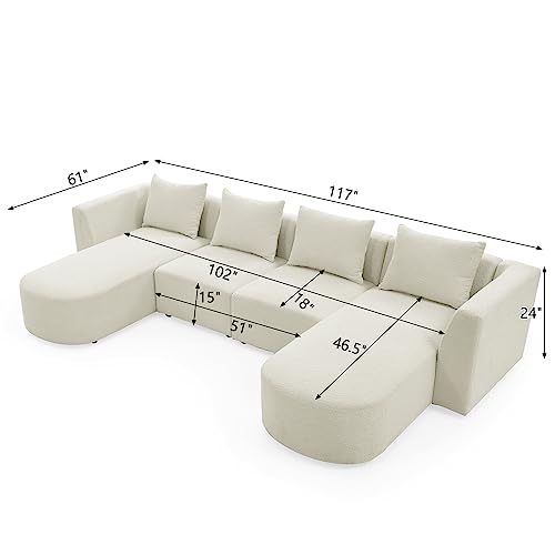 Modern U-Shaped Modular Boucle Sectional Sofa