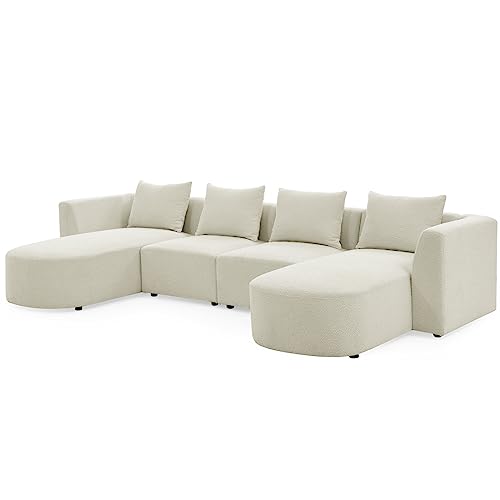 Modern U-Shaped Modular Boucle Sectional Sofa