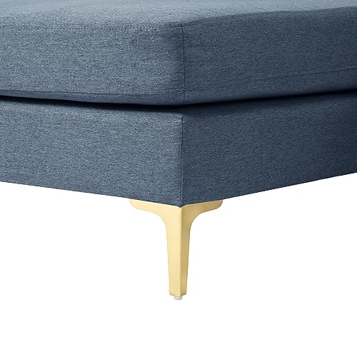 Navy Blue L-Shape Convertible Sectional Sofa