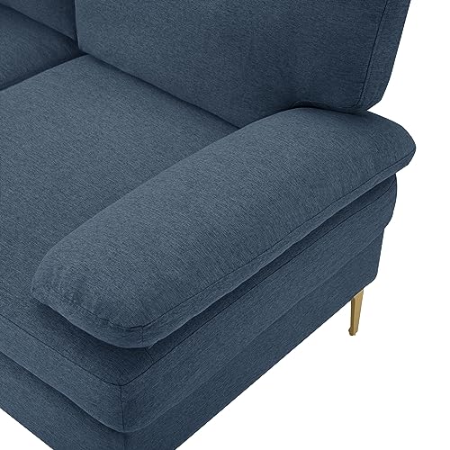 Navy Blue L-Shape Convertible Sectional Sofa