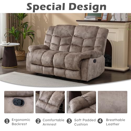 Light Brown Recliner Sofa Set with Chair