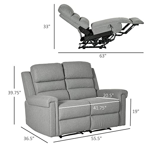 Gray 2-Seater Manual Recliner Sofa by HOMCOM